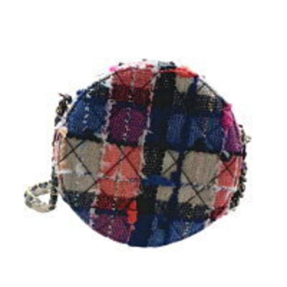 Chanel Shoulder Tweed Multicolor Round Bag Pouch Chain